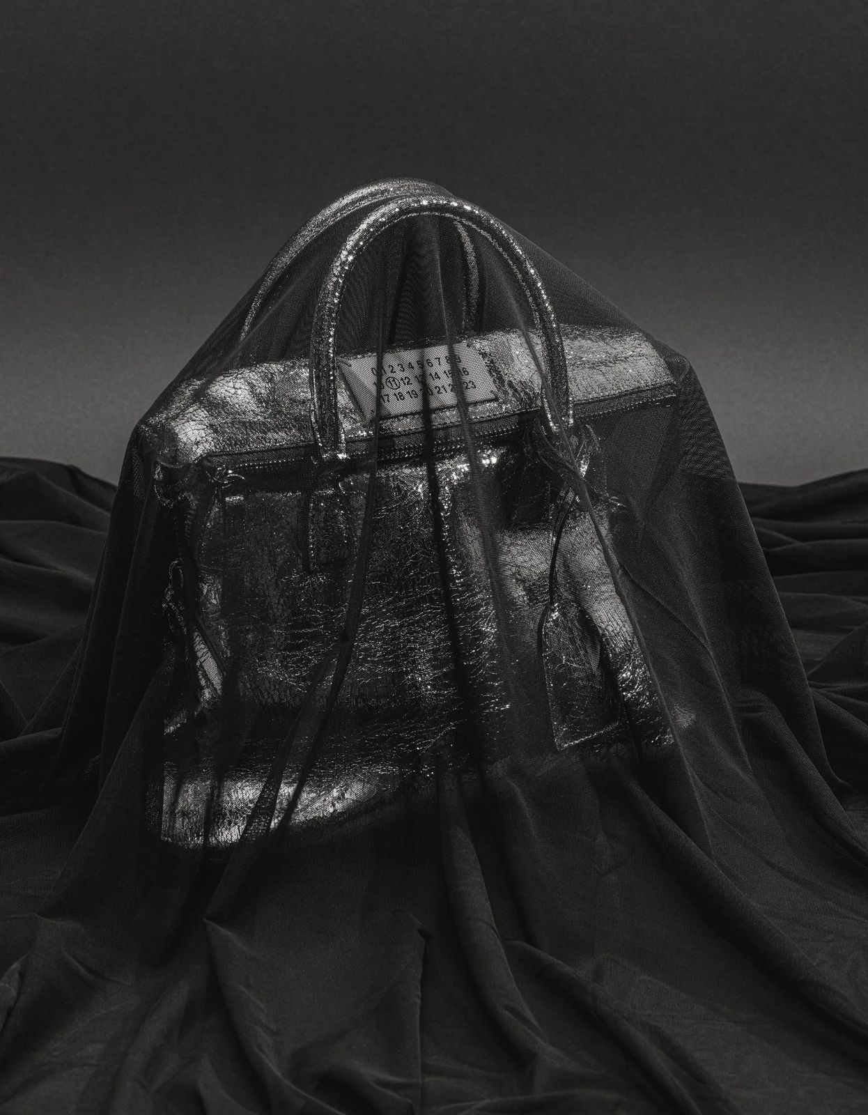 Bag shrouded in tulle