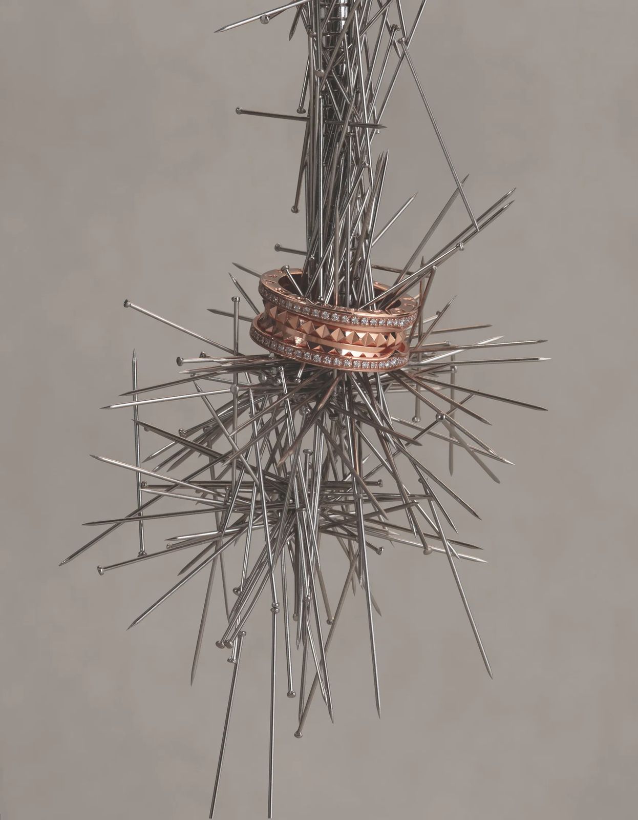 Ring at centre of pin sculpture